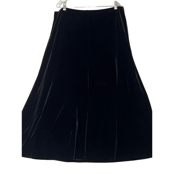 R & K Evening Black Velvet Skirt Size 14 Midi A Style Stretch Elastic Waist - Picture 15 of 15
